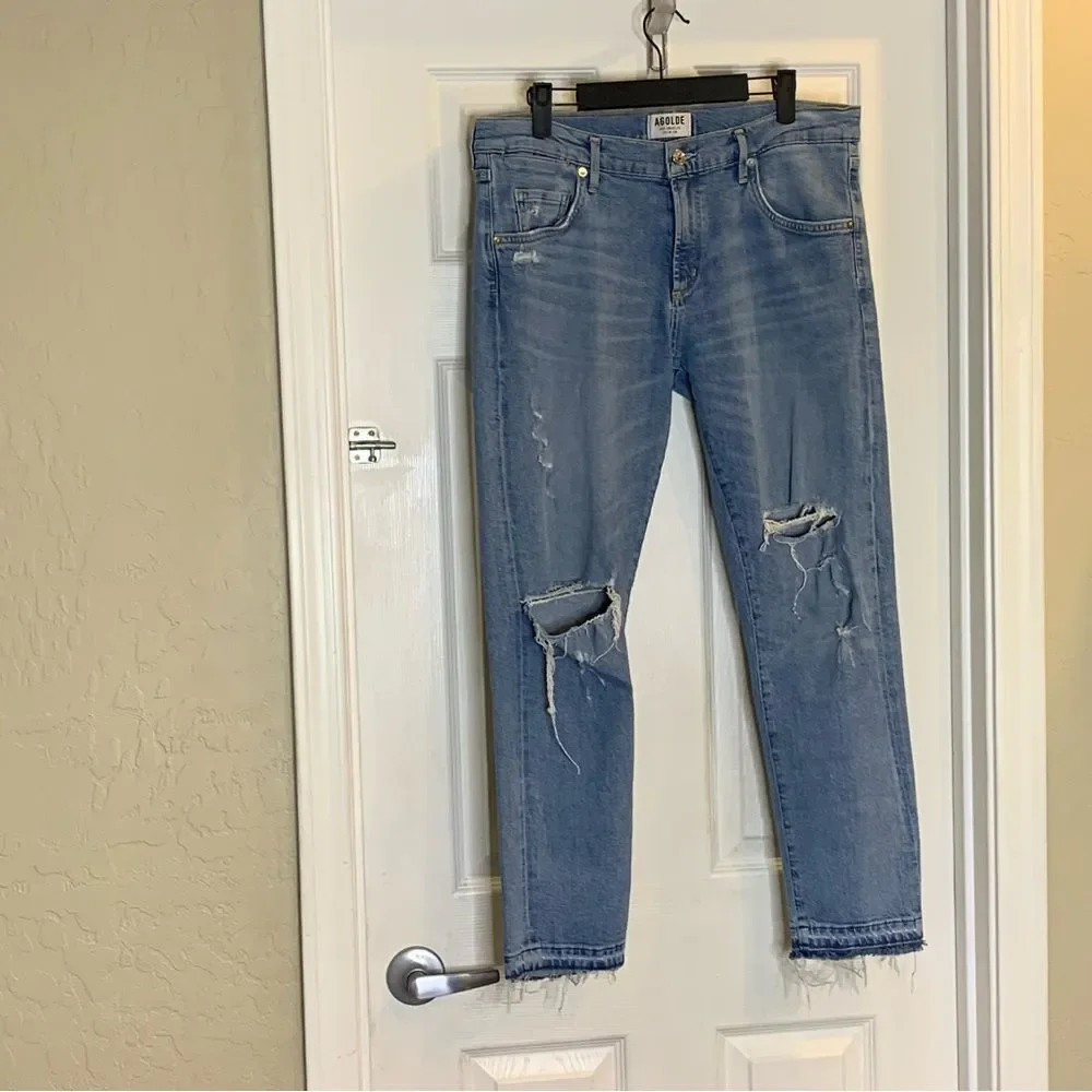 AGOLDE Isabel Slim Boyfriend jeans in a blue distressed wash Size 29
